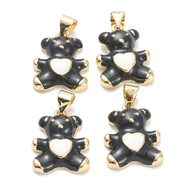 

PandaHall Brass Enamel Pendants, Real 18K Gold Plated, Long-Lasting Plated, Bear with Heart, Black, 18x13.5x4mm, Hole: 5x3.5mm Brass+Enamel...