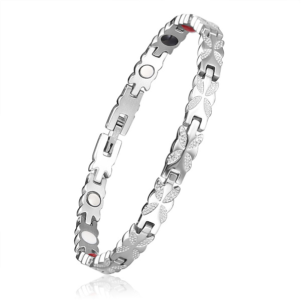 

PandaHall SHEGRACE Stainless Steel Panther Chain Watch Band Bracelets, with Watch Band Clasps, Stainless Steel Color, 8-1/4 inch(21cm)...