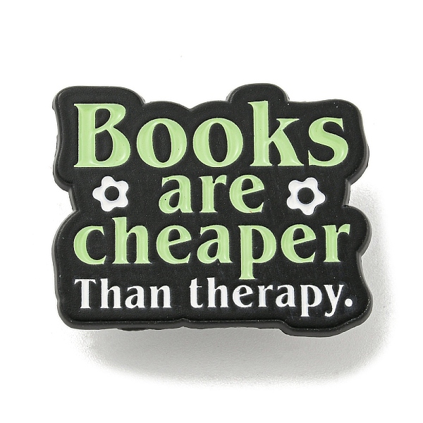 

PandaHall Books are Cheaper Zinc Alloy Brooches, Word Enamel Pins for Backpack, Suit, Black, 24.5x30.5x1.5mm Alloy+Enamel Word