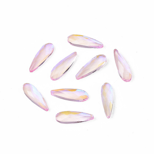

PandaHall Glass Rhinestone Cabochons, Nail Art Decoration Accessories, Faceted, Teardrop, Pink, 8x2.5x1.5mm Glass Teardrop Pink