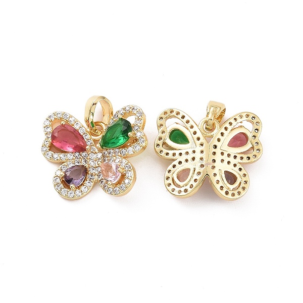 

PandaHall Brass Micro Pave Cubic Zirconia Pendants, Real 18K Gold Plated, Butterfly Charms, Colorful, 14x16.5x5mm, Hole: 4.5x2.5mm...