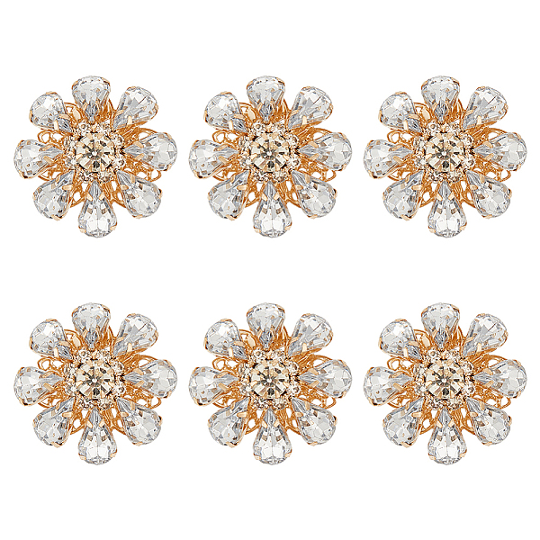 

PandaHall 6Pcs Acrylic Rhinestone Buttons, with Brass Findings, Flower, Crystal, 26x12mm, Hole: 1.2mm Acrylic Rhinestone Flower Clear