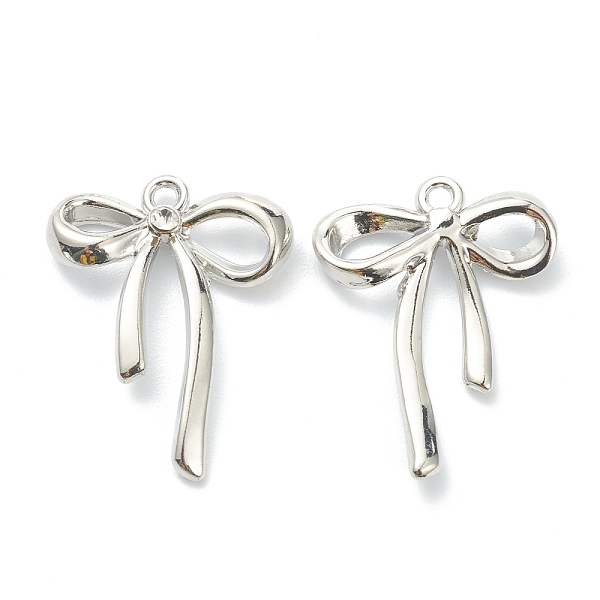 

PandaHall Alloy Pendants, Bowknot with Rhinestone, Platinum, 26x20x4mm, Hole: 1.6mm Alloy+Rhinestone Bowknot Clear