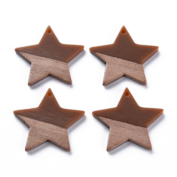 

PandaHall Opaque Resin & Walnut Wood Pendants, Two Tone, Star, Camel, 26x28.5x3mm, Hole: 1.8mm Resin+Wood Star Brown