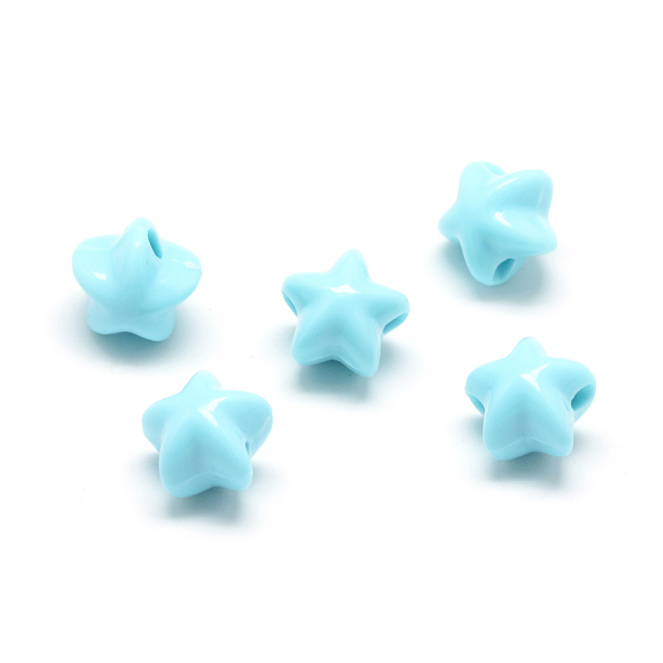 

PandaHall Opaque Acrylic Beads, Star, Pale Turquoise, 11x11.5x10mm, Hole: 2.5mm, about 860pcs/500g Acrylic Star Cyan