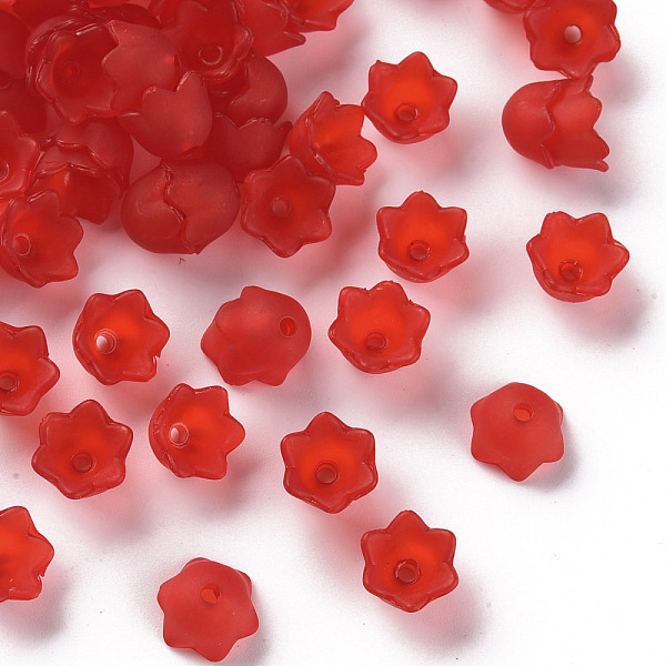 

PandaHall Transparent Acrylic Beads Caps, Tulip Flower, Lily of the Valley, Frosted, Red, 10x6mm, Hole: 1.5mm, about 2100pcs/500g Acrylic...