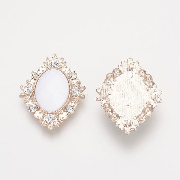 

PandaHall Alloy Rhinestone Flat Back Cabochons, with Acrylic Rhinestone, Oval, Light Gold, White, 32x25x4.5mm Acrylic Rhinestone Oval White