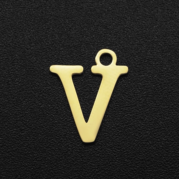 

PandaHall 201 Stainless Steel Charms, Laser Cut, Letter, Golden, Letter.V, 12x10x1mm, Hole: 1.5mm 201 Stainless Steel Letter V