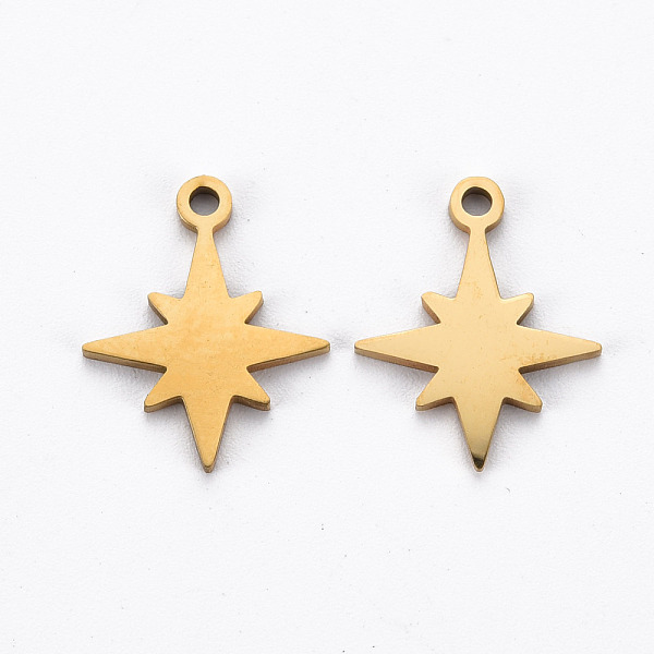 

PandaHall Ion Plating(IP) 201 Stainless Steel Charms, Cut, Star, Golden, 15x12x1mm, Hole: 1.4mm 201 Stainless Steel Star