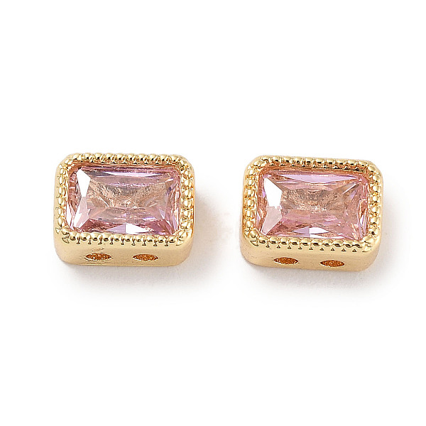 

PandaHall Brass Micro Pave Cubic Zirconia Beads, Rectangle, Pink, 7x5x3.5mm, Hole: 1mm Brass+Cubic Zirconia Rectangle Pink