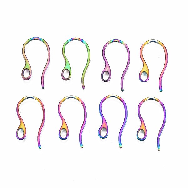 

PandaHall 304 Stainless Steel Earring Hooks, Ear Wire, with Horizontal Loop, Rainbow Color, 22x12mm, Hole: 2mm, 18 Gauge, Pin: 1mm 304...