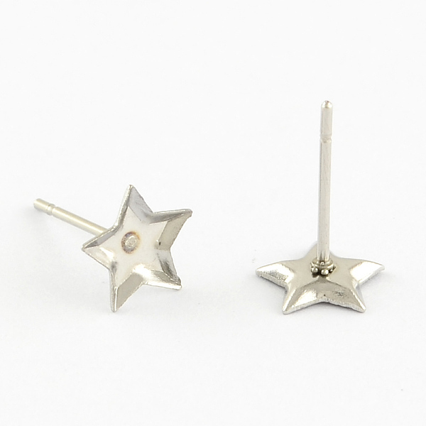 

PandaHall Earring Cabochon Settings 304 Stainless Steel Ear Studs Blank Settings, Stainless Steel Color, Star Tray: 5.5~6x5.5~6mm, 7x7x1.5mm...