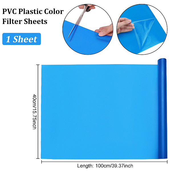 

PandaHall BENECREAT 16x39 Inch PVC Plastic Blue Lighting Gels Filter, Rectangle Transparent Correction Roll Film Plastic Sheet for...