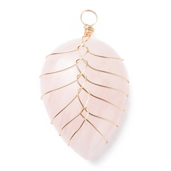 

PandaHall Natural Rose Quartz Pendants, with Light Gold Tone Copper Wire Wrapped, Water Drop, 42~44x25x9~10mm, Hole: 4mm Rose Quartz...