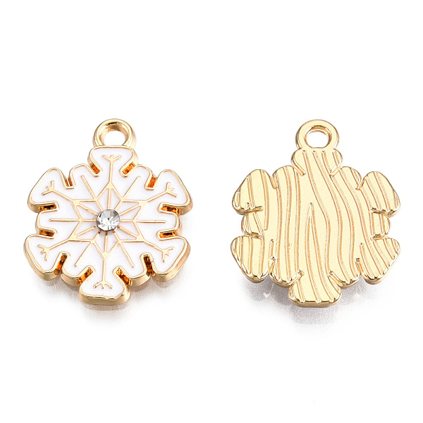 

PandaHall Christmas Theme, Alloy Enamel Pendants, with Crystal Rhinestone, Light Gold, Snowflake, White, 18.5x15x1.5mm, Hole: 2mm Alloy...