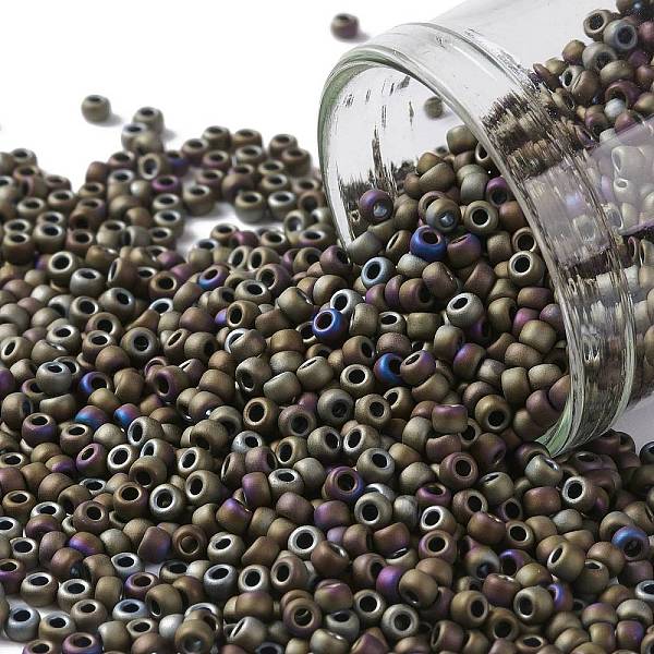 

PandaHall TOHO Round Seed Beads, Japanese Seed Beads, (614) Matte Color Iris Brown, 11/0, 2.2mm, Hole: 0.8mm, about 1110pcs/10g Glass Brown