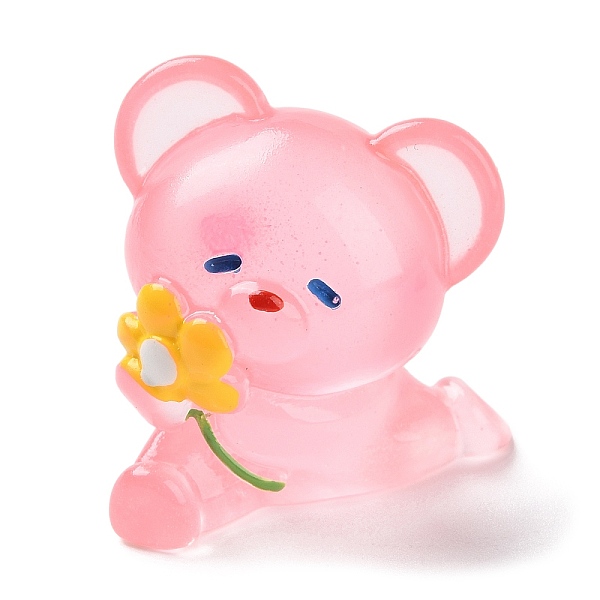 

PandaHall Luminous Resin Cute Little Bear Ornaments, Glow in the Dark, Micro Landscape Decoration, Pink, 32x22x32mm Resin Bear Pink