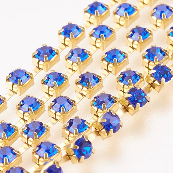 

PandaHall Brass Rhinestone Strass Chains, Rhinestone Cup Chain, 1440pcs rhinestone/bundles, Grade A, Sapphire, 3.5mm, about 29.52 Feet..., Blue