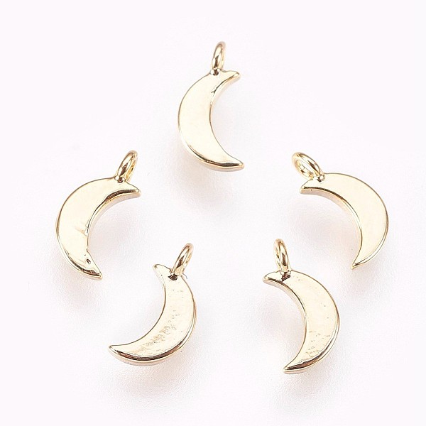

PandaHall Brass Charms, Nickel Free, Moon, Real 18K Gold Plated, 8x4x1mm, Hole: 1.2mm Brass Moon