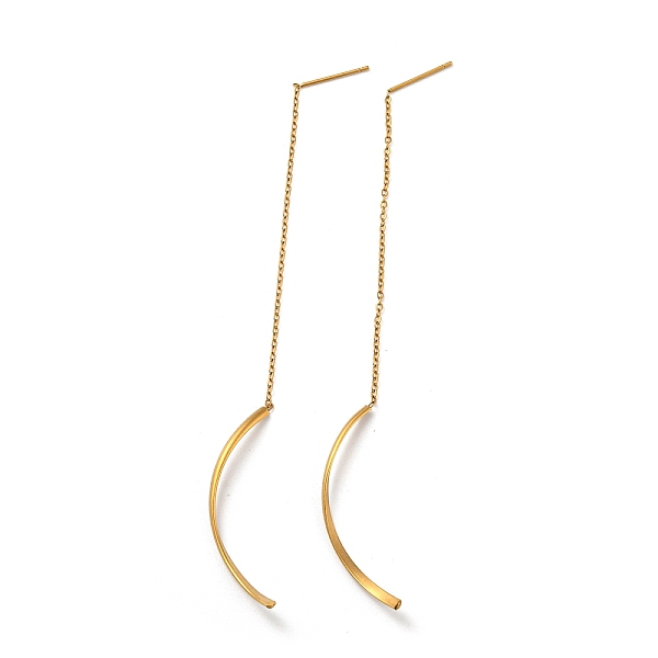 

PandaHall Ion Plating(IP) 304 Stainless Steel Curved Bar Dangle Stud Earring Findings, Earring Thread, Golden, 115x2mm 304 Stainless Steel