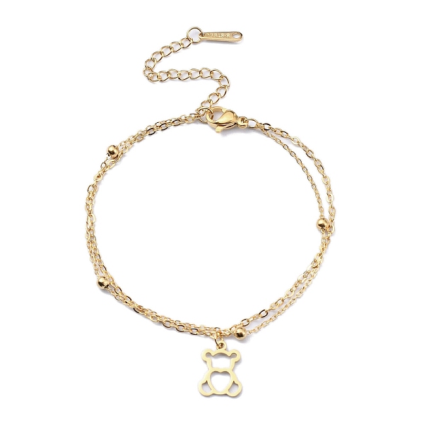 

PandaHall 304 Stainless Steel Bear Charm Braclets for Women, Golden, 6-3/4 inch(17.1cm) 304 Stainless Steel Bear