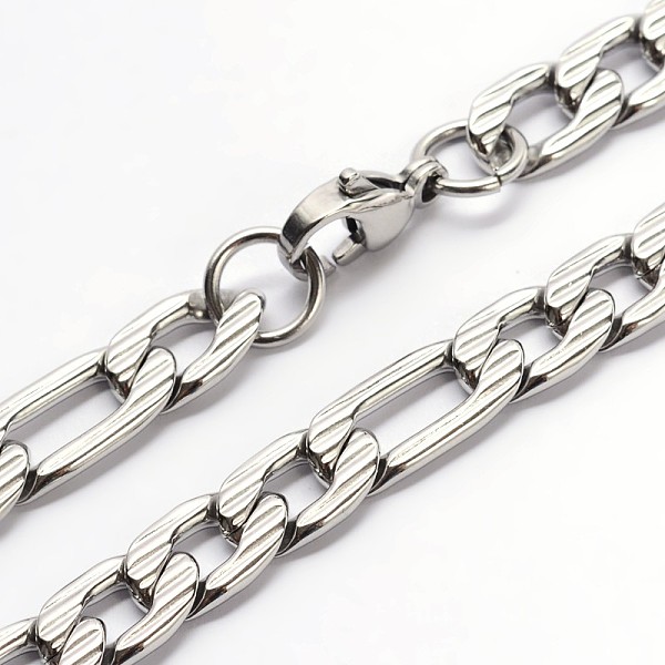 

PandaHall 304 Stainless Steel Figaro Chains Necklaces, with Lobster Claw Clasps, Stainless Steel Color, 23.6 inch(59.9cm) 304 Stainless...