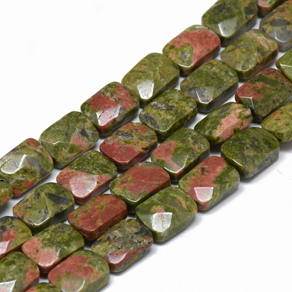 

PandaHall Natural Unakite Bead Strands, Faceted, Rectangle, 11x8x5mm, Hole: 1mm, about 18pcs/strand, 7.8 inch Unakite Rectangle