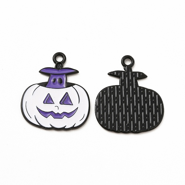 

PandaHall Rack Plating Alloy Enamel Pendants, Cadmium Free & Nickel Free & Lead Free, Halloween Theme, Pumpkin Charm, Electrophoresis Black..., White