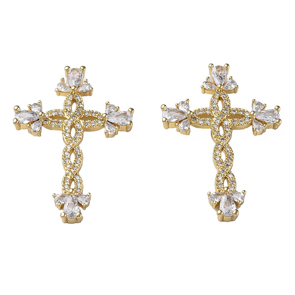 

PandaHall Brass Micro Pave Cubic Zirconia Pendants, Nickel Free, Real 18K Gold Plated, Cross, Clear, 34x23x6mm, Hole: 1.8mm Brass+Cubic...