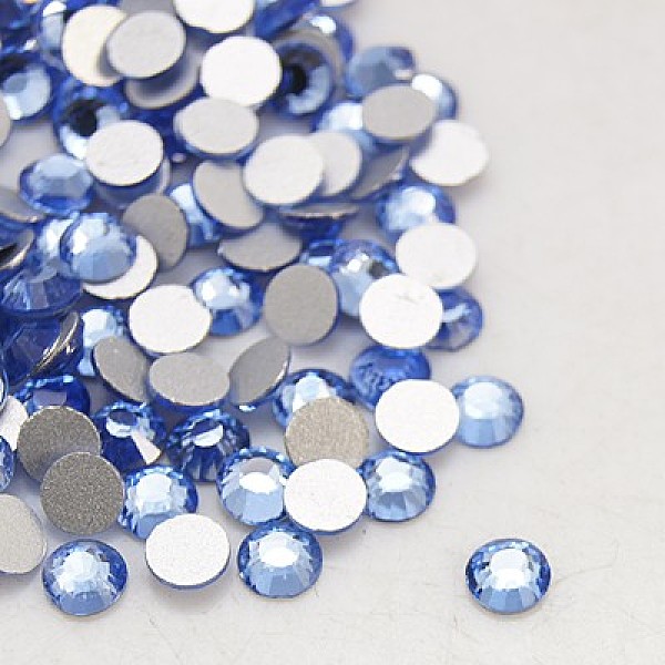 

PandaHall Glass Flat Back Rhinestone, Grade A, Back Plated, Faceted, Half Round, Light Sapphire, SS8, 2.3~2.4mm, 1440pcs/bag Glass..., Blue