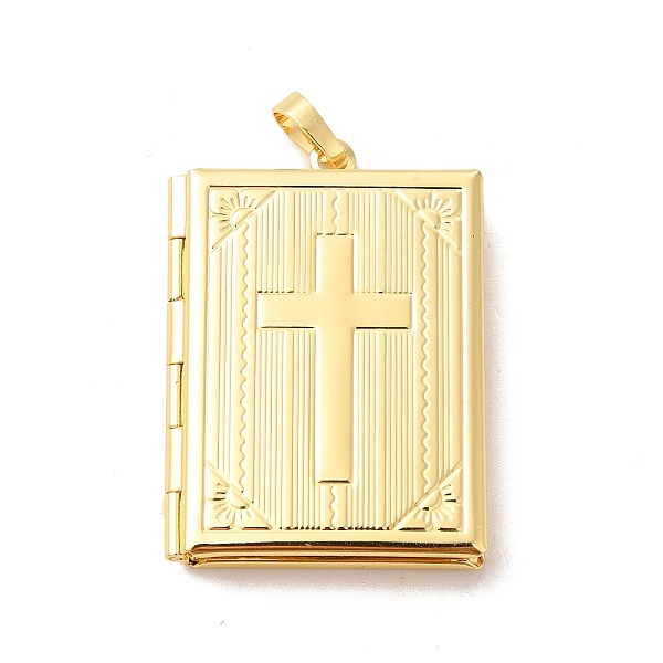 

PandaHall Eco-Friendly Rack Plating Brass Locket Pendants, Long-Lasting Plated, Lead Free & Cadmium Free, Rectangle with Cross Charm, Real...