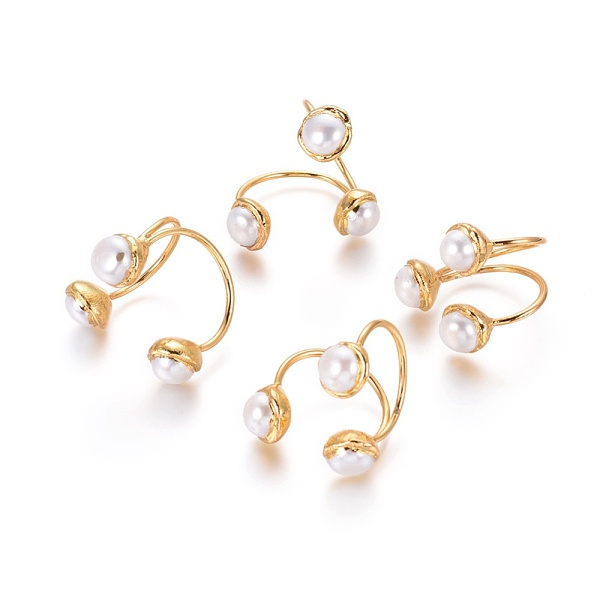 

PandaHall Adjustable Pearl Cuff Finger Rings, with Brass Findings, Flat Round, Golden, 22.5~24mm Pearl