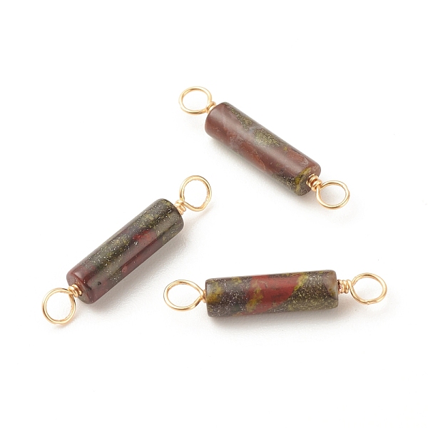 

PandaHall Natural Dragon Blood Connector Charms, with Platinum Tone Eco-Friendly Brass Wire Double Loops, Column, 23~24x4mm, Hole: 2~2.5mm...