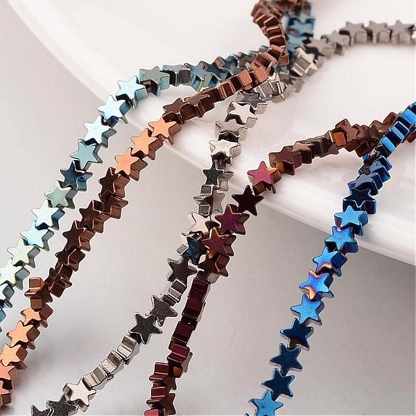 

PandaHall Electroplate Non-magnetic Synthetic Hematite Bead Strands, Star, Mixed Color, 4x4x2~3mm, Hole: 1mm, about 117pcs/strand, 15.7 inch...