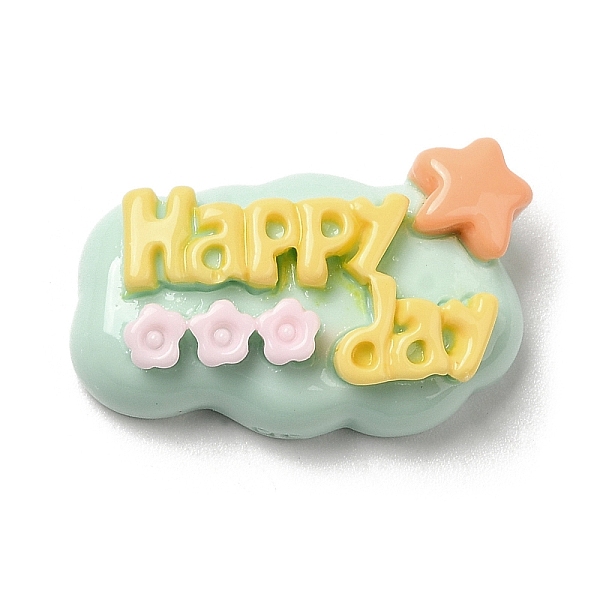 

PandaHall Opaque Resin Cabochons, Word Happy Day Cabochons, Flower, 14.5x22x6mm Resin Flower