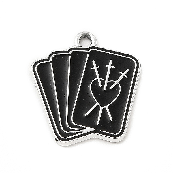 

PandaHall Alloy Enamel Pendants, Platinum, Playing Cards with Heart & Sword Charm, Rectangle Pattern, 21.5x20x1mm, Hole: 1.8mm Alloy+Enamel..., Black