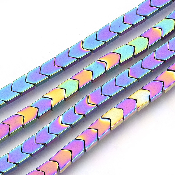 

PandaHall Electroplate Non-magnetic Synthetic Hematite Beads Strands, Arrow/Chevron, Multi-color Plated, 6x4x2mm, Hole: 1mm, about...