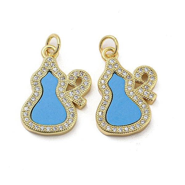 

PandaHall Brass Micro Pave Cubic Zirconia Pendants, with Synthetic Turquoise, Gourd, Dodger Blue, 21x15x2.5mm Brass+Cubic Zirconia Others