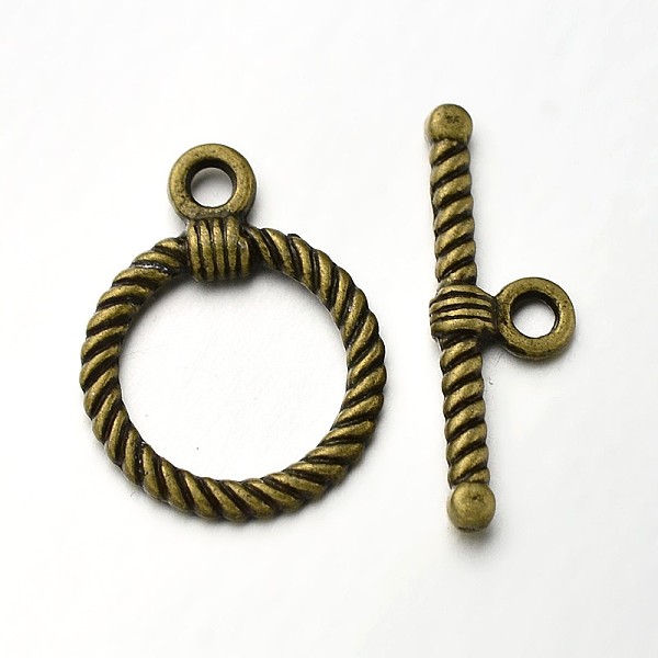 

PandaHall Tibetan Style Alloy Ring Toggle Clasps, Antique Bronze, Ring: 22x17x2mm, Hole: 2.5mm, Bar: 26x8x3mm, Hole: 2.5mm Alloy Ring