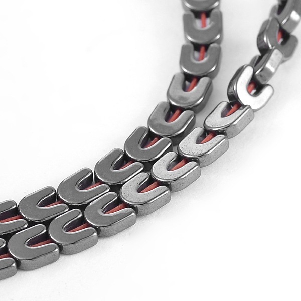 

PandaHall U-shape Non-magnetic Synthetic Hematite Bead Strands, 15.3 inch, about 114pcs/strand Non-magnetic Hematite Others