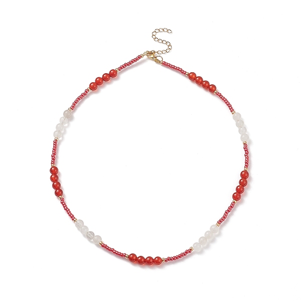 

PandaHall Natural Carnelian Beaded Necklaces for Women, Glass Seed Beads Bead Necklaces, 18.66 inch(47.4cm) Carnelian Red
