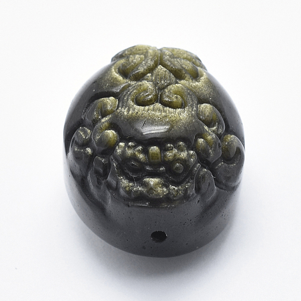 

PandaHall Natural Golden Sheen Obsidian Beads, Carved Pi Xiu, 27x22.5x20.5mm, Hole: 1.5mm Golden Sheen Obsidian Other Animal