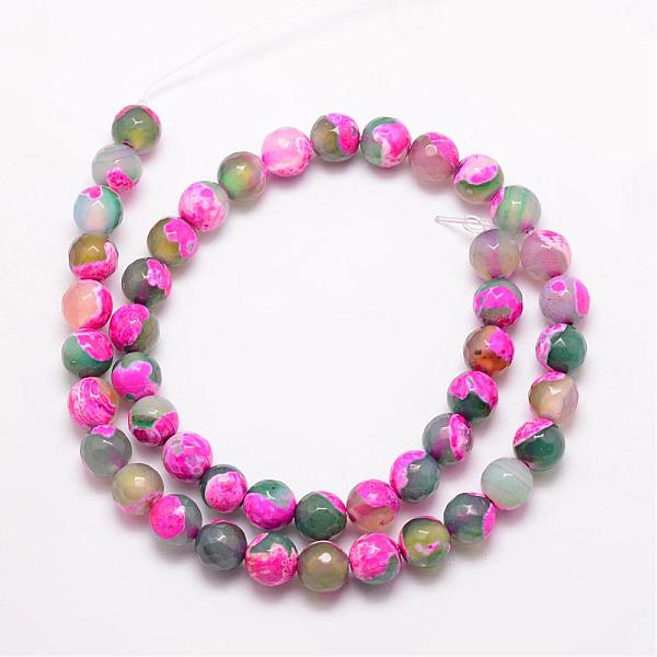 

PandaHall Natural Fire Crackle Agate Bead Strands, Round, Grade A, Faceted, Dyed & Heated, Mixed Color, 8mm, Hole: 1mm, about 47pcs/strand..., Multicolor