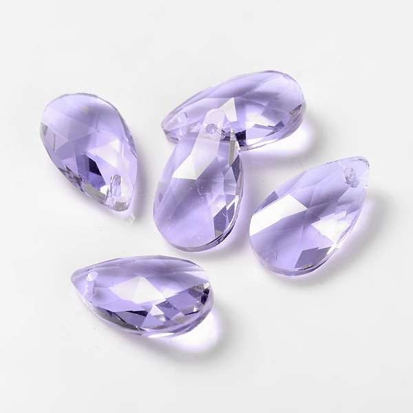 

PandaHall Faceted Teardrop Glass Pendants, Lilac, 16x9x6mm, Hole: 1mm Glass Teardrop Purple