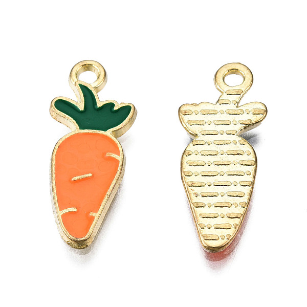 

PandaHall Alloy Enamel Pendants, Cadmium Free & Lead Free, Light Gold, Carrot, Coral, 22x9x1.5mm, Hole: 1.6mm Alloy+Enamel Vegetables Red
