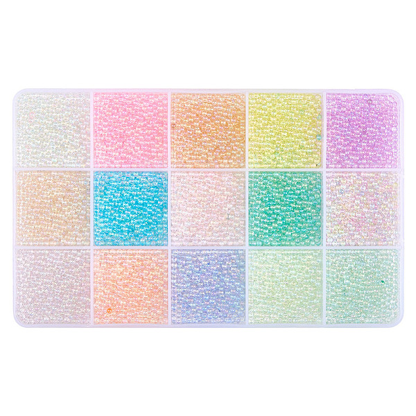 195G 15 Colors Glass DIY Nail Art Decoration Mini Glass Beads-image-GLAA-OC0001-49-en