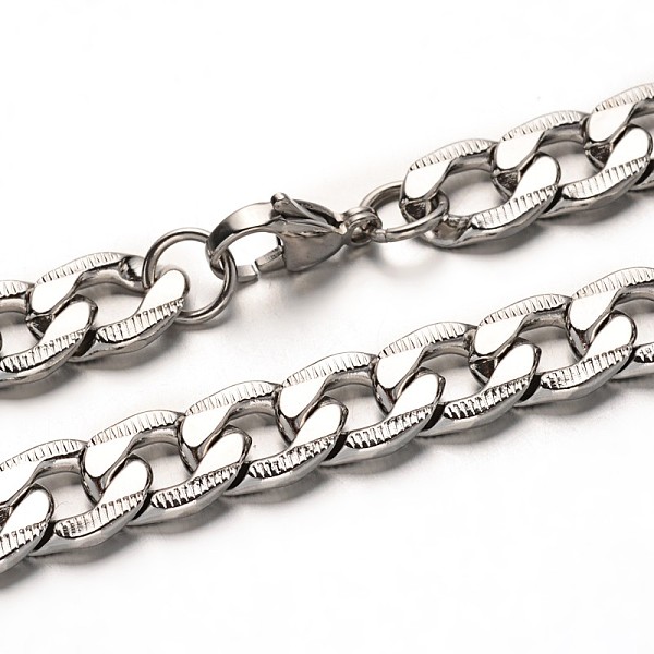 

PandaHall 304 Stainless Steel Curb Chain Necklaces, with Lobster Clasps, Stainless Steel Color, 23.6 inch(60cm) 304 Stainless Steel