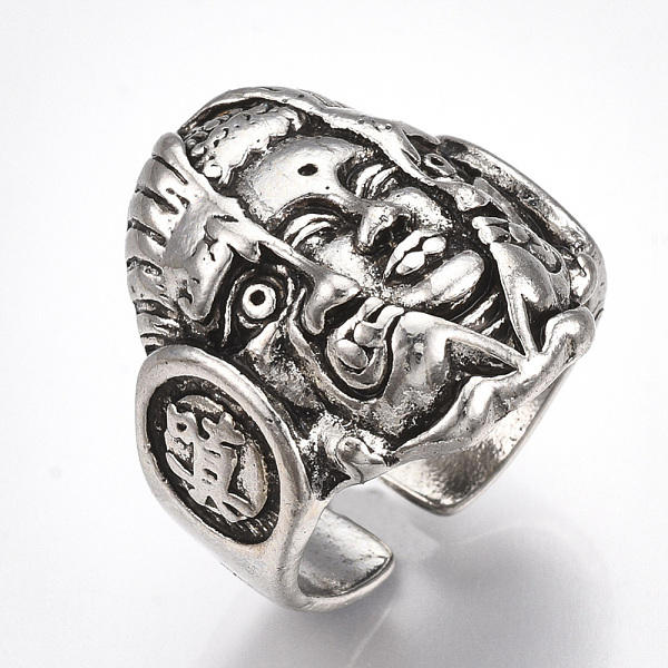 

PandaHall Alloy Cuff Finger Rings, Wide Band Rings, Buddha, Antique Silver, US Size 9 3/4(19.5mm) Alloy