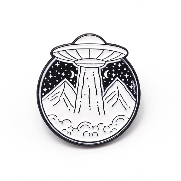

PandaHall Round with Flying Saucer Cartoon Enamel Pin, Zinc Alloy Enamel Brooch for Jacket Backpack Hat Pant Accessories, White...
