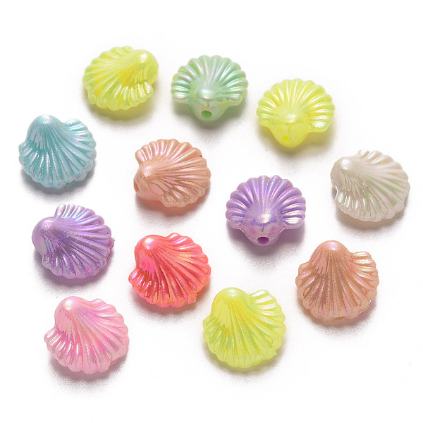 

PandaHall Opaque Acrylic Beads, AB Color Plated, Scallop Shell, Mixed Color, 14x14x6.5mm, Hole: 1.8mm, about 1400pcs/500g Acrylic Shell..., Multicolor
